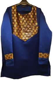 Royal Blue With Gold Emblem Dashiki Shirt