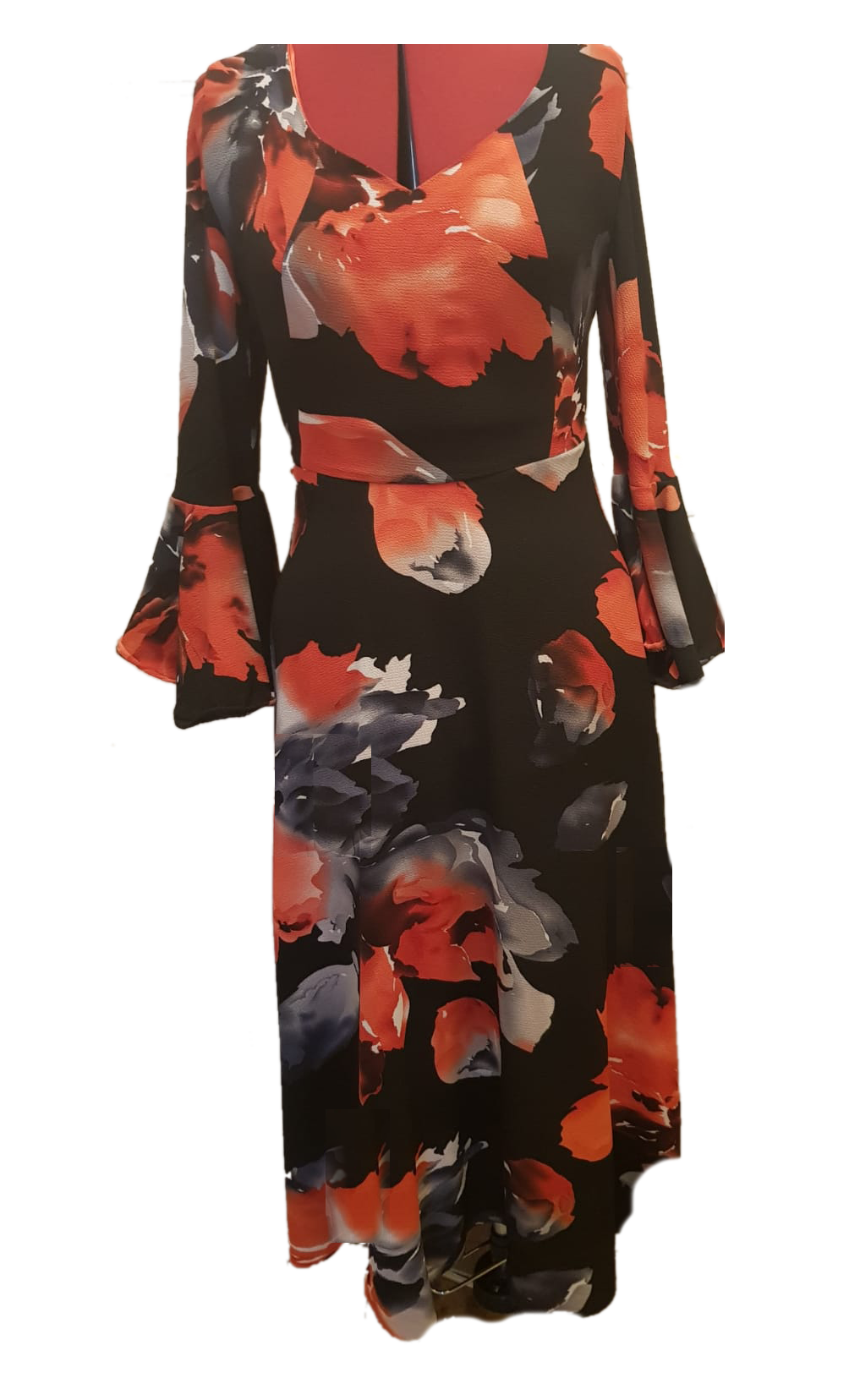 Floral Maxi A-Lined Dress With Bell Sleeves