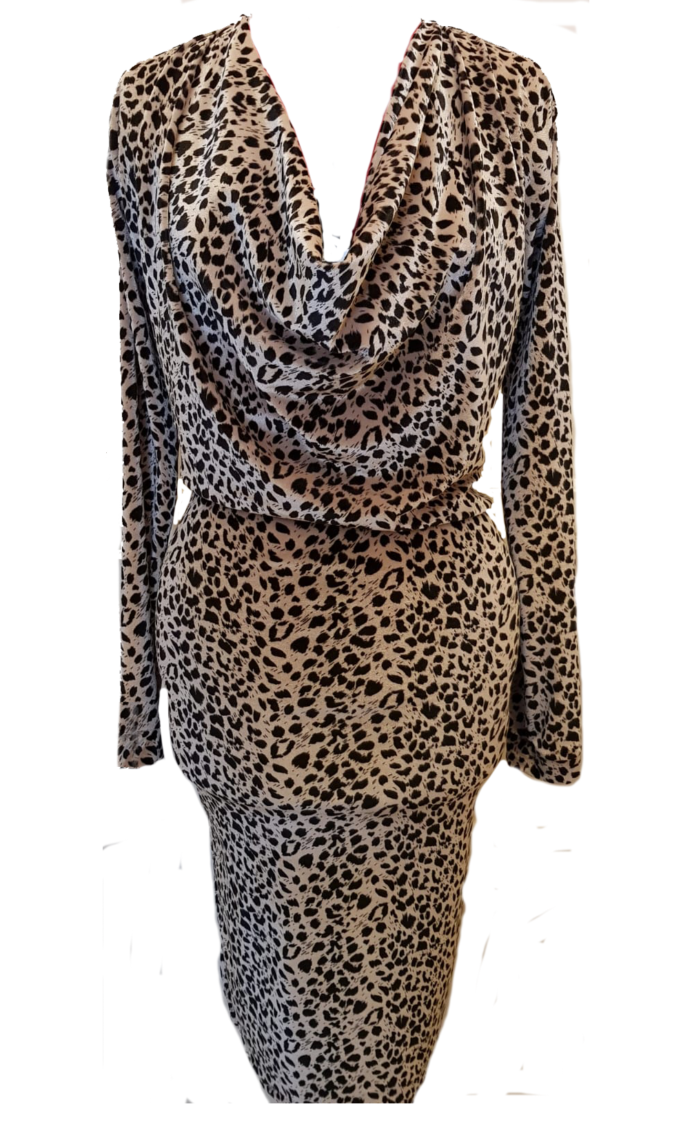 Leopard Print Cowl Neck Bodycon Dress