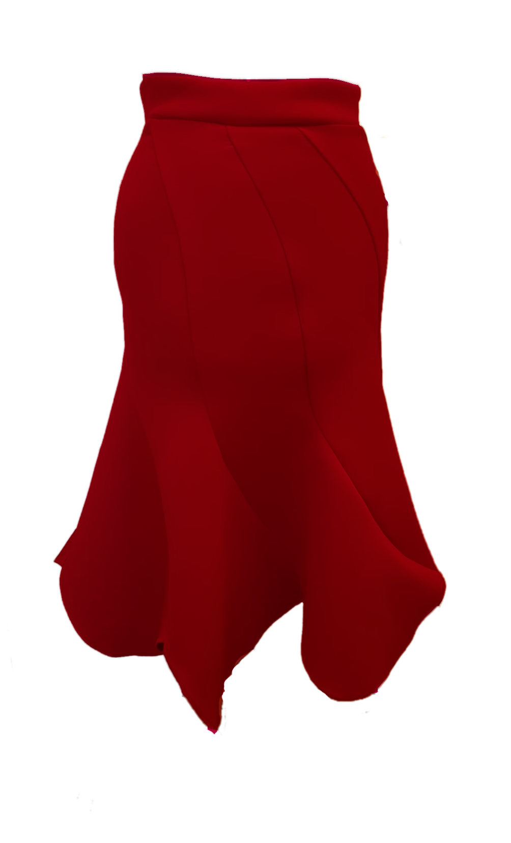 Red Light Weight Scuba Panelled Tulip Hemline Skirt